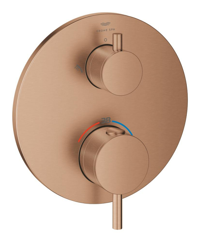 Grohe Atrio Termostatik Banyo/Duş Bataryası (Sıva Üstü Grubu), 2 Yollu, Fırçalı Bakır - 24358DL0 - 1