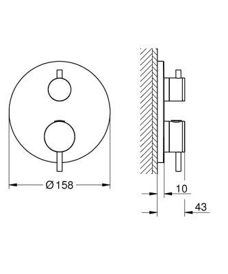 Grohe Atrio Termostatik Banyo/Duş Bataryası (Sıva Üstü Grubu), 2 Yollu, Fırçalı Sert Grafit -24358AL0 - 3