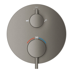 Grohe Atrio Termostatik Banyo/Duş Bataryası (Sıva Üstü Grubu), 2 Yollu, Fırçalı Sert Grafit - 24359AL0 - 2