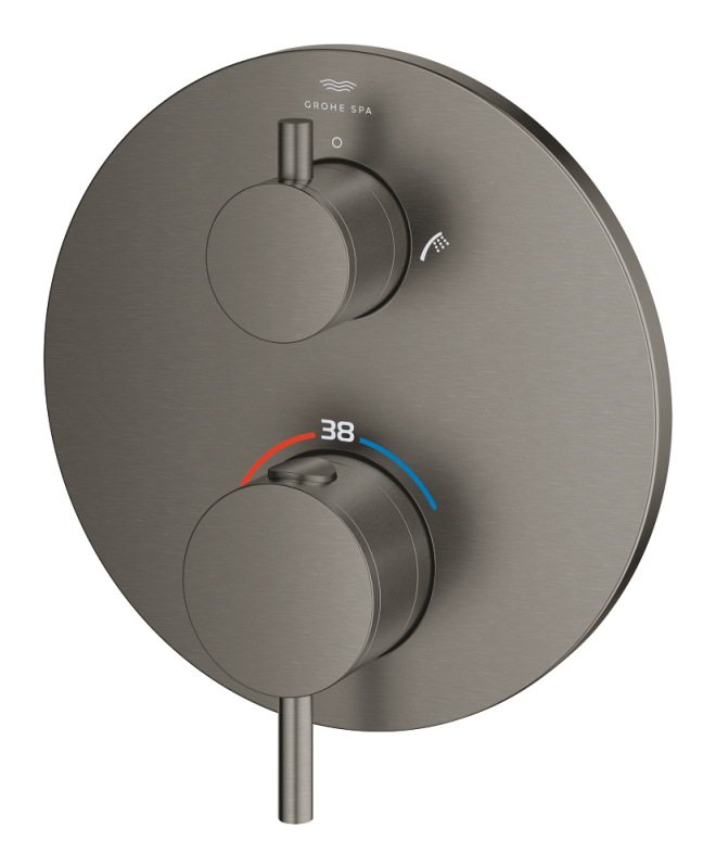 Grohe Atrio Termostatik Banyo/Duş Bataryası (Sıva Üstü Grubu), 2 Yollu, Fırçalı Sert Grafit - 24359AL0 - 3