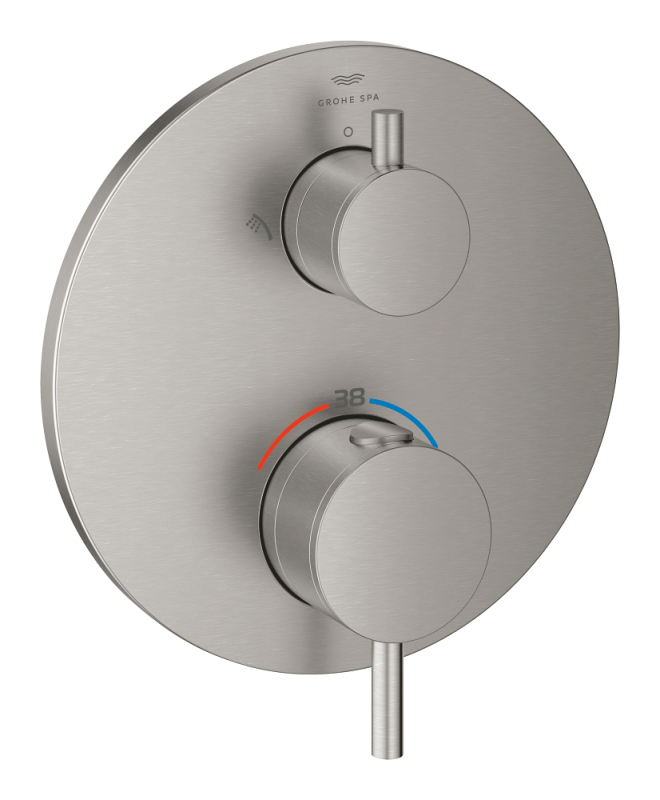 Grohe Atrio Termostatik Banyo/Duş Bataryası (Sıva Üstü Grubu), 2 Yollu, Paslanmaz Çelik - 24358DC0 - 1