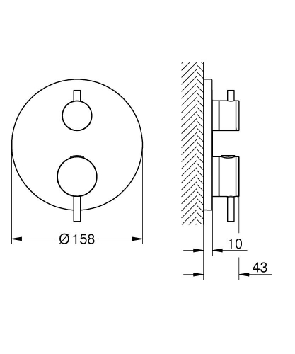 Grohe Atrio Termostatik Banyo/Duş Bataryası (Sıva Üstü Grubu), 2 Yollu, Paslanmaz Çelik - 24358DC0 - 4