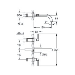 Grohe Atrio Üç delikli lavabo bataryası 1/2″ M-Boyutu (20662DA0) - 3