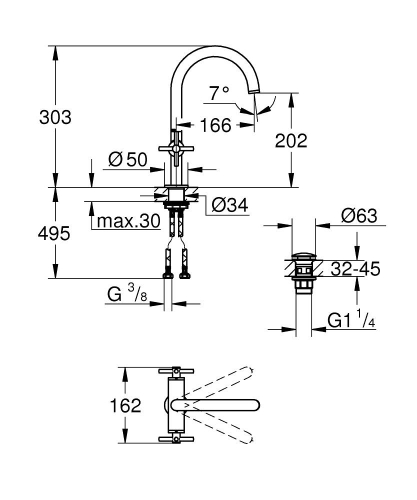 Grohe Atrio Yüksek Lavabo Bataryası (L-Boy), Fırçalı Bakır - 21144DL0 - 4