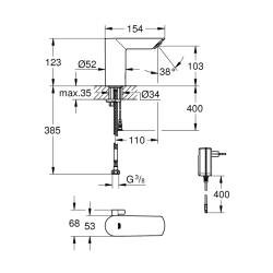 Grohe Bau Cosmopolitan E Fotoselli Lavabo Bataryası 1/2