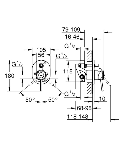 Grohe Bauclassic Ankastre Banyo/Duş Bataryası - 29047000 - 3