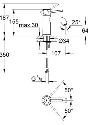 Grohe Bauclassic Tek Kollu Lavabo Bataryası 23162000 - 3