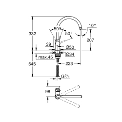 Grohe Bauclassic Tek Kumandalı Eviye Bataryası - 31535001 - 2