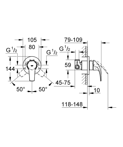 Grohe Baucurve Ankastre Duş Bataryası - 29044000 - 3