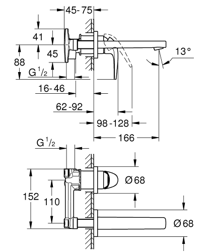 Grohe Baucurve İki Delikli Lavabo Bataryası - 20288000 - 3
