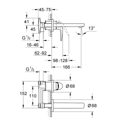 Grohe Baucurve İki Delikli Lavabo Bataryası - 20288000 - 2