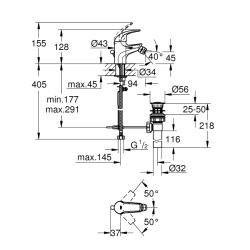 Grohe Baucurve Tek Kumandalı Bide Bataryası - 32849000 - 2