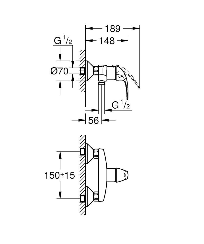 Grohe Baucurve Tek Kumandalı Duş Bataryası - 23631000 - 3