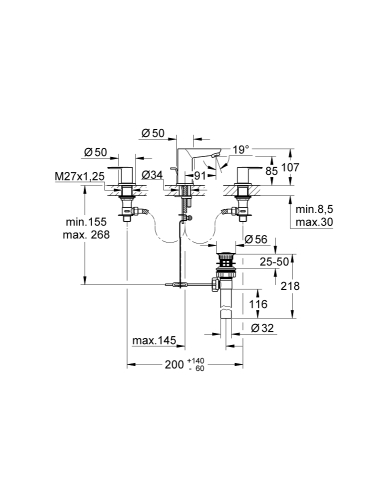 Grohe Bauedge 3 Delikli Lavabo Bataryası - 20197000 - 3