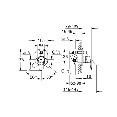 Grohe Bauedge Ankastre Banyo/Duş Bataryası - 29039000 - 2