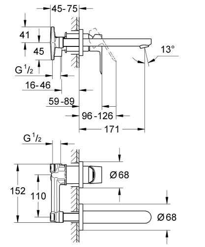 Grohe İki delikli Lavabo Bataryası Krom - 20474000 - 2
