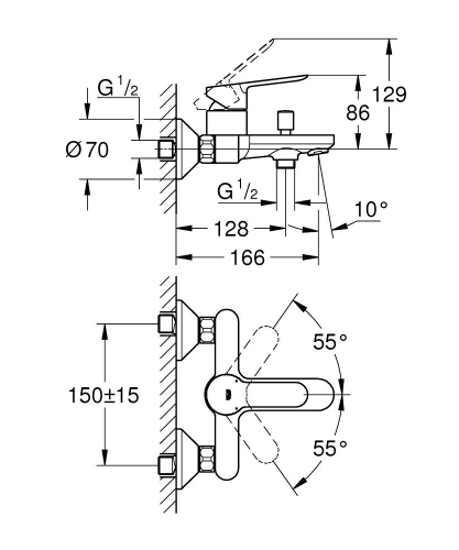 Grohe Bauedge Tek Kumandalı Banyo Bataryası - 23605000 - 3