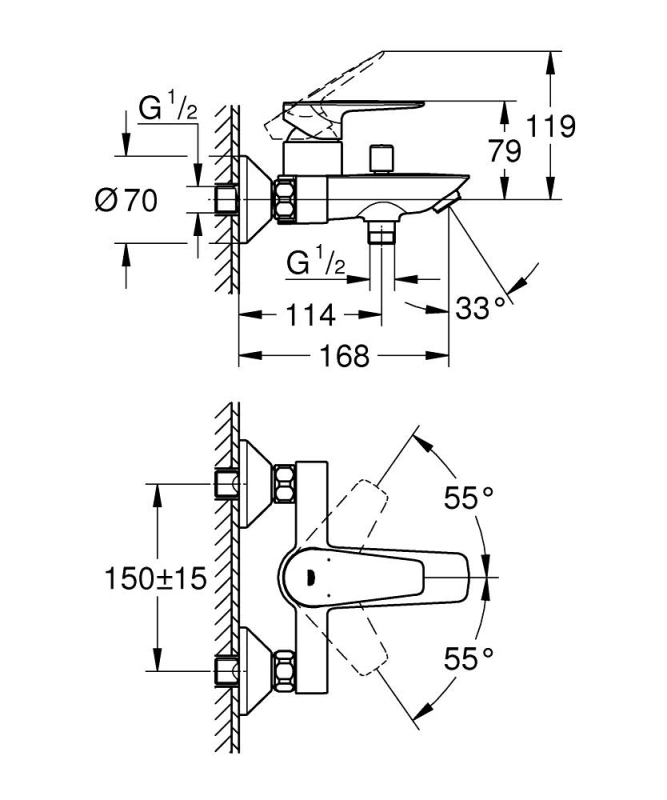 Grohe Bauedge Tek Kumandalı Banyo Bataryası - 23605001 - 5
