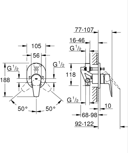 Grohe Tek kumandalı Banyo Bataryası Krom - 29039001 - 5