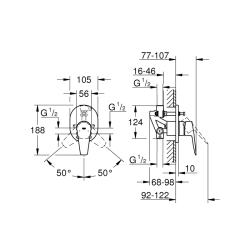 Grohe Bauedge Tek Kumandalı Banyo Bataryası - 29039001 - 2