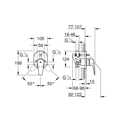 Grohe Bauedge Tek Kumandalı Banyo Bataryası - 29039001 - 2