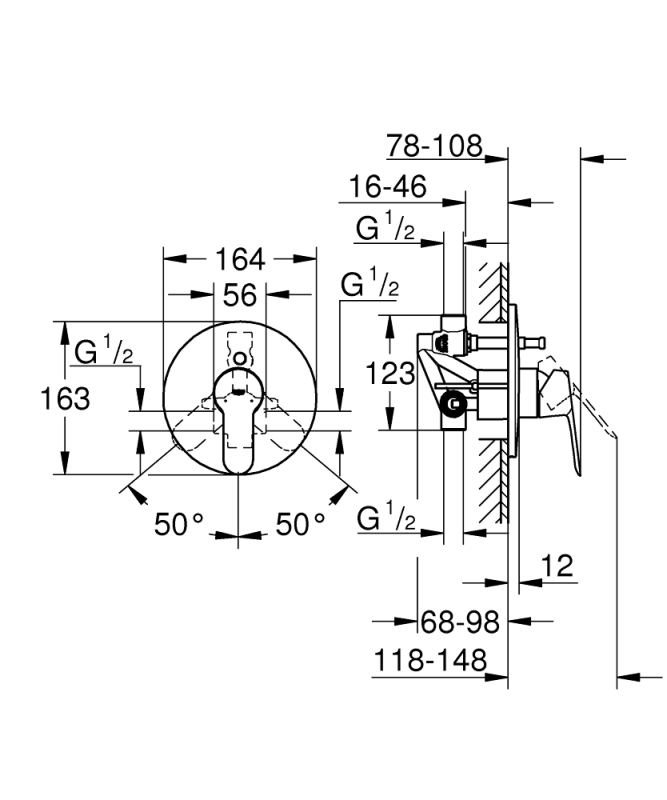 Grohe Bauedge Tek Kumandalı Banyo Bataryası - 29079000 - 4