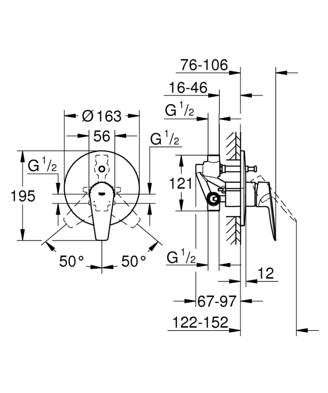 Grohe Bauedge Tek Kumandalı Banyo Bataryası - 29079001 - 5