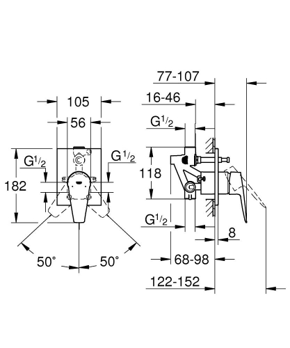Grohe Bauedge Tek Kumandalı Banyo Bataryası - 29353001 - 4