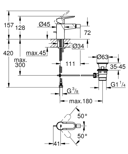 Grohe Bauedge Tek Kumandalı Bide Bataryası - 23331000 - 3