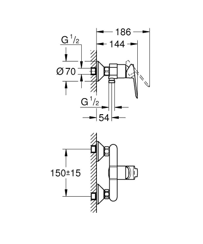 Grohe Bauedge Tek Kumandalı Duş Bataryası - 23636000 - 3