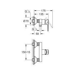 Grohe Bauedge Tek Kumandalı Duş Bataryası - 23636001 - 2