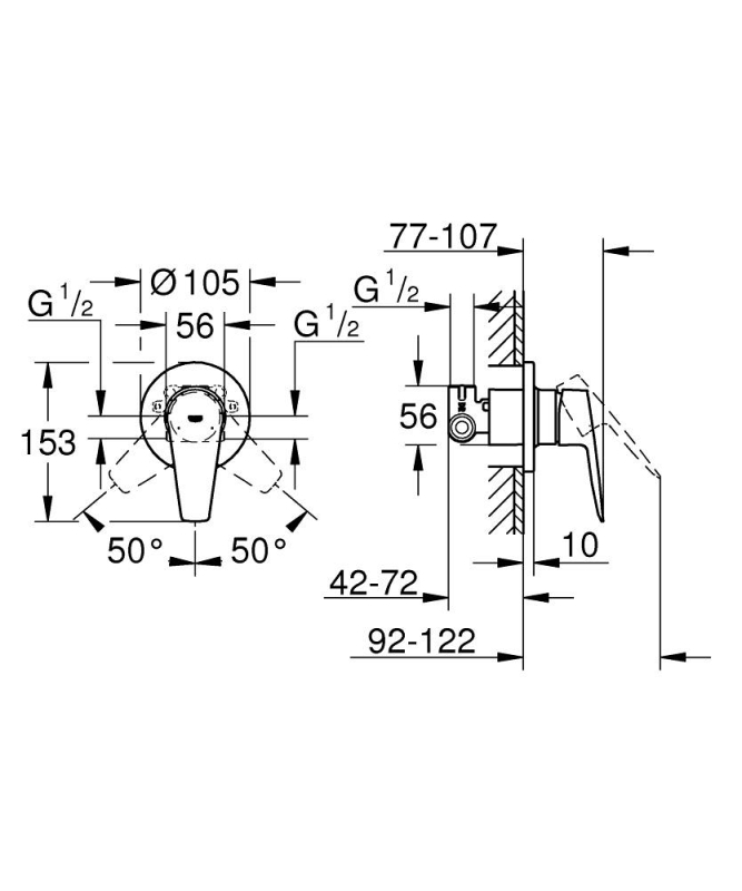 Grohe Bauedge Tek Kumandalı Duş Bataryası - 29040001 - 5