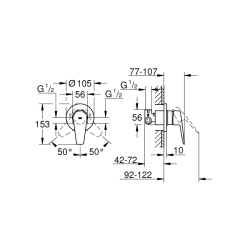 Grohe Bauedge Tek Kumandalı Duş Bataryası - 29040001 