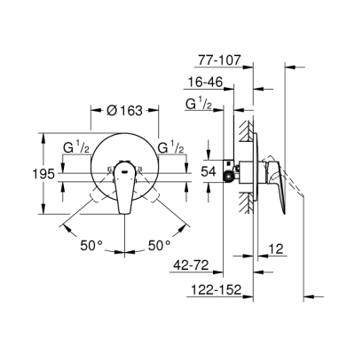 Grohe Bauedge Tek Kumandalı Duş Bataryası - 29078001 - 2