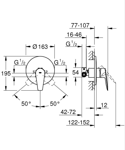 Grohe Bauedge Tek Kumandalı Duş Bataryası - 29078001 - 5