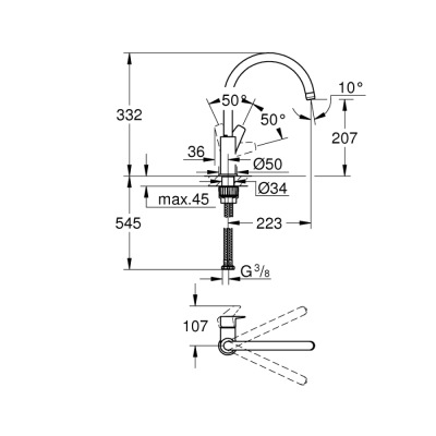 Grohe Bauedge Tek Kumandalı Eviye Bataryası - 31367001 - 2