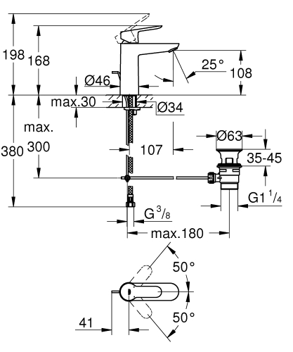 Grohe Bauedge Tek Kumandalı Lavabo Bataryası M-Boyut - 23758000 - 3