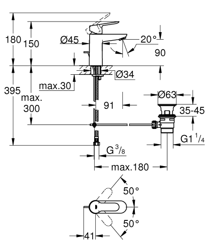 Grohe Bauedge Tek Kumandalı Lavabo Bataryası
S-Boyut - 23328000 - 3