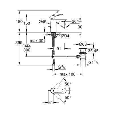 Grohe Bauedge Tek Kumandalı Lavabo Bataryası
S-Boyut - 23328000 - 2