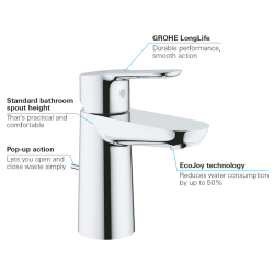 Grohe Bauedge Tek Kumandalı Lavabo Bataryası
S-Boyut - 23328000 - 3