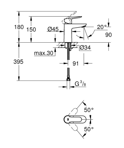 Grohe Bauedge Tek Kumandalı Lavabo Bataryası
S-Boyut - 23330000 - 3