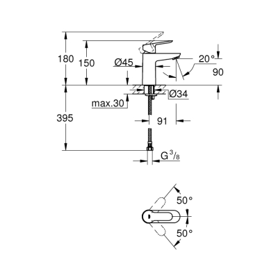 Grohe Bauedge Tek Kumandalı Lavabo Bataryası
S-Boyut - 23330000 - 2