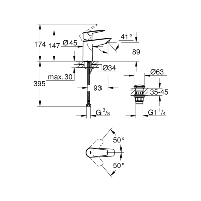 Grohe Bauedge Tek Kumandalı Lavabo Bataryası
S-Boyut - 23895001 - 1