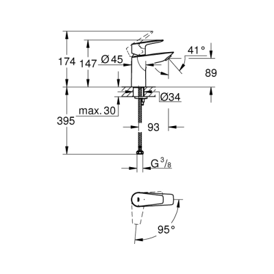 Grohe Bauedge Tek Kumandalı Lavabo Bataryası
S - Boyut - 24193001 - 2