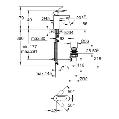 Grohe Bauedge Tek Kumandalı Lavabo Bataryası
S-Boyut - 32819000 - 2
