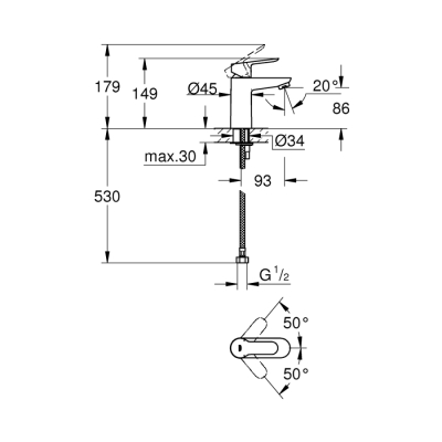 Grohe Bauedge Tek Kumandalı Lavabo Bataryası
S-Boyut - 32858000 - 2