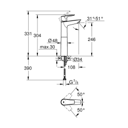 Grohe Bauedge Tek Kumandalı Lavabo Bataryası
Xl-Boyut - 23761001 - 2