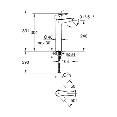 Grohe Bauedge Tek Kumandalı Lavabo Bataryası
Xl-Boyut - 23761001 - 2