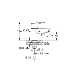 Grohe Bauedge Tek Su Girişli Batarya 1/2