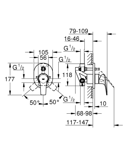 Grohe Bauflow Ankastre Banyo/Duş Bataryası - 29045000 - 4